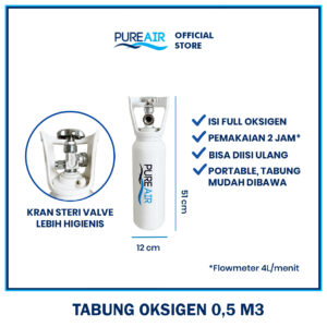 Pureair Tabung 0,5 M3 + Isi Oksigen Full