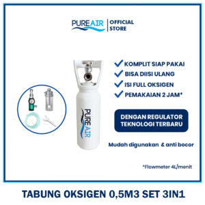Pureair Tabung Oksigen 0,5m3 Paket 3in1