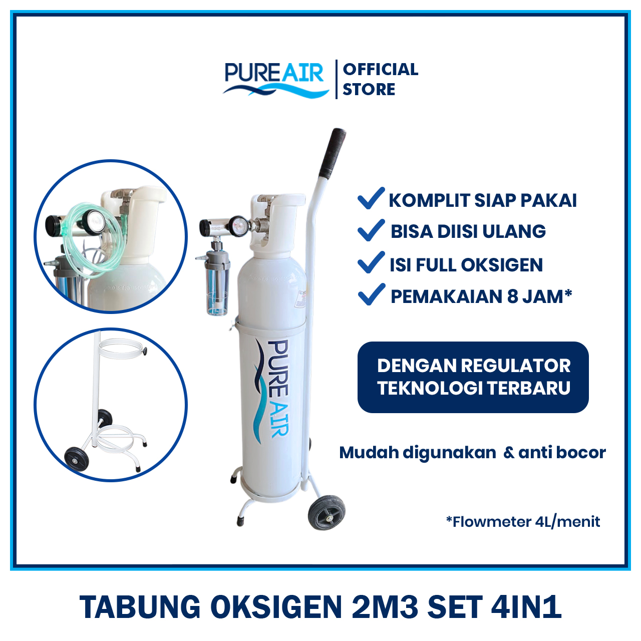 Pureair Tabung Oksigen 2m3 Paket 4in1