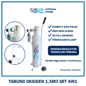 Pureair Tabung Oksigen 1,5m3 Paket 4in1
