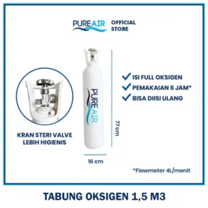 Pureair Tabung 1,5 M3 + Isi Oksigen Full