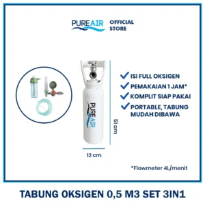 Pureair Tabung Oksigen 0,5m3 Paket 3in1